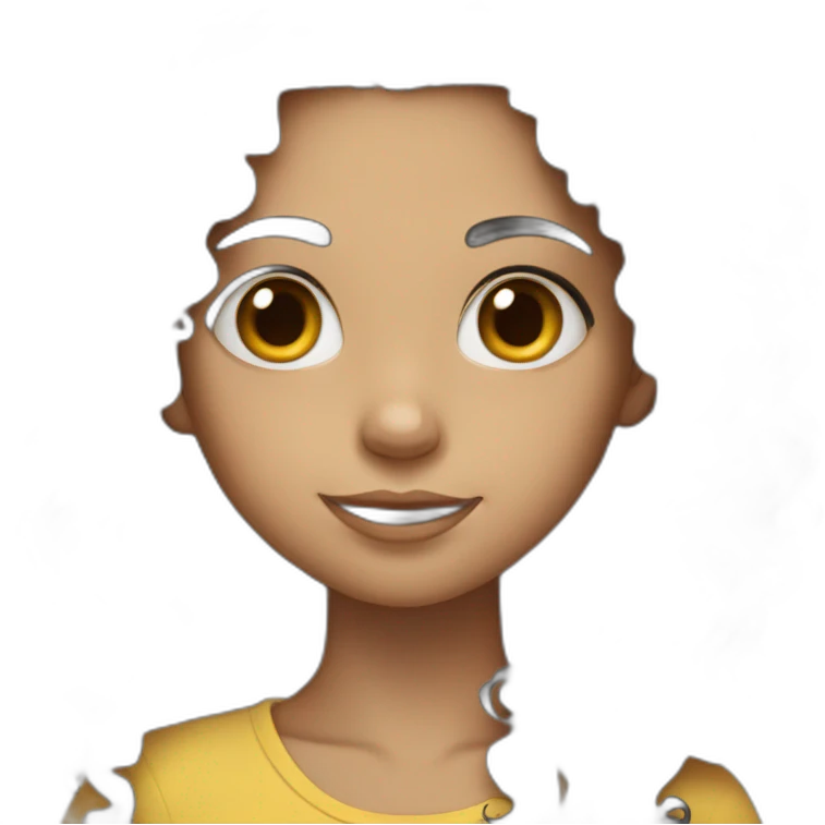 a girl named house with curly long black hair emoji
