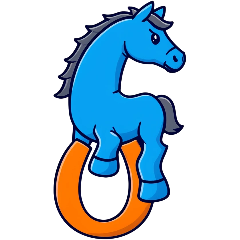 blue horseshoe magnet with magnetic field emoji