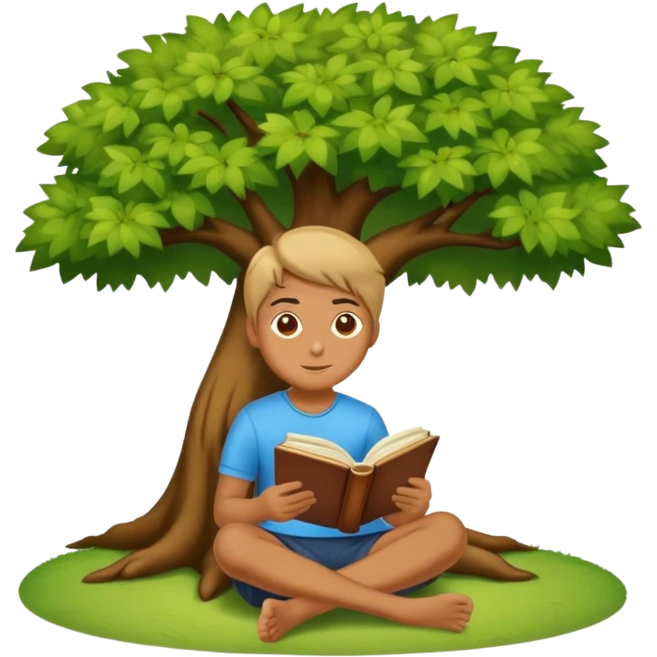 person sitting under a tree with an open book emoji