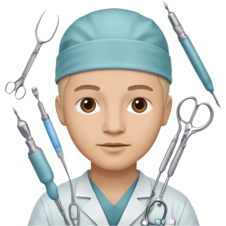 neurosurgeon surrounded by surgical instruments emoji
