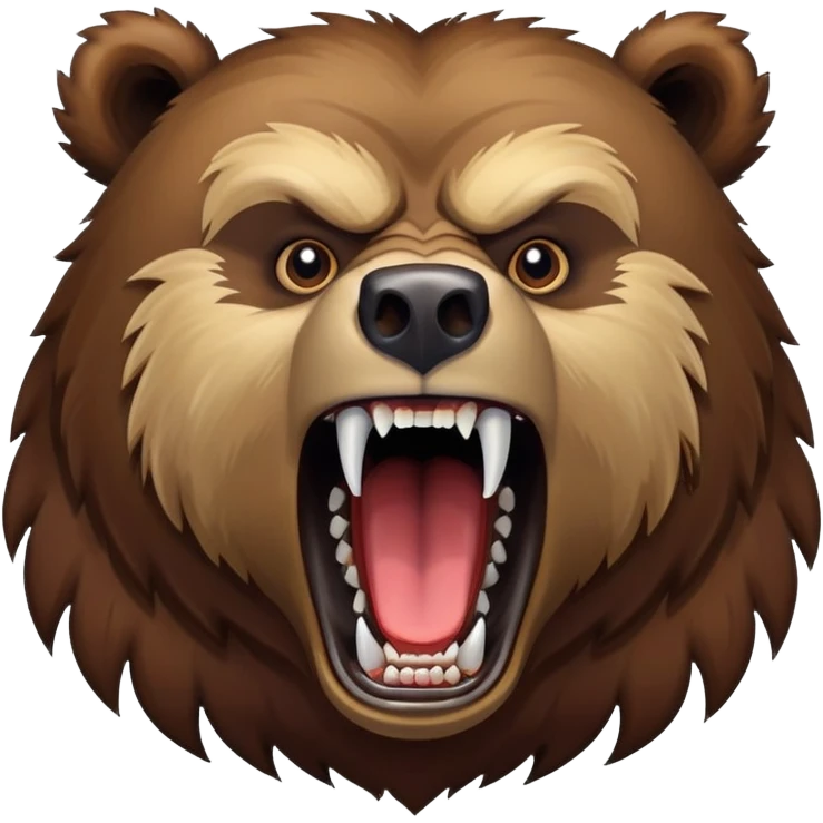 Fierce growling grizzly bear with bared teeth, menacing expression, powerful brown fur emoji