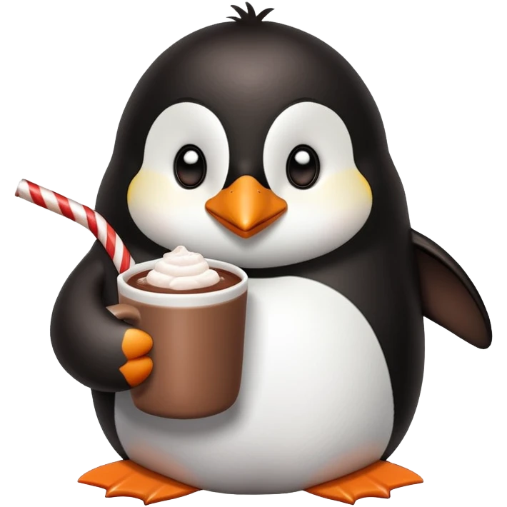 Penguin with hot chocolate emoji
