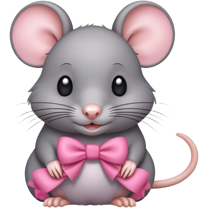 Cute rat with a pink bow emoji