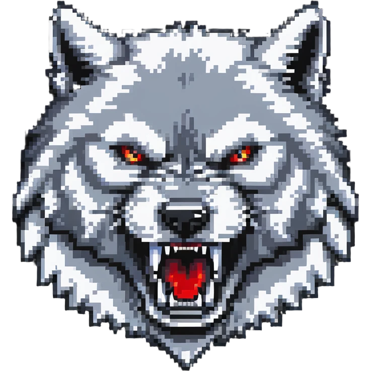 angry wolf with sharp teeth and fluffy fur emoji