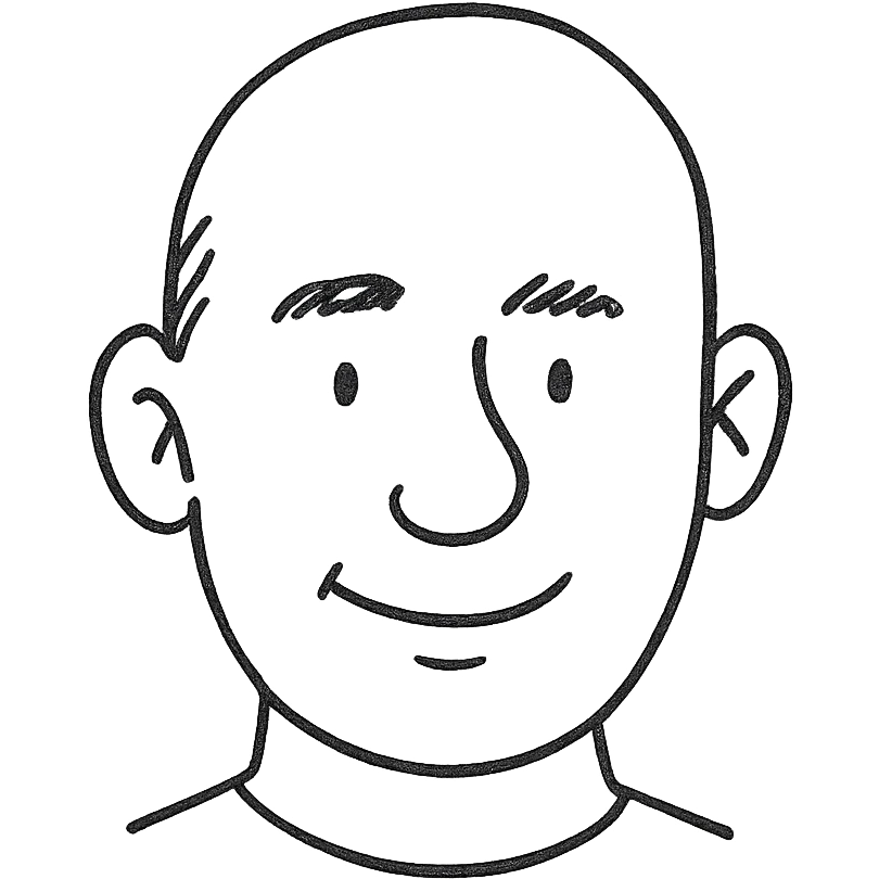 bald man, hand drawn icon with no fill emoji