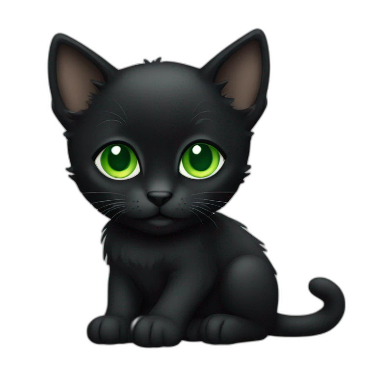 Black kitten with green eyes emoji