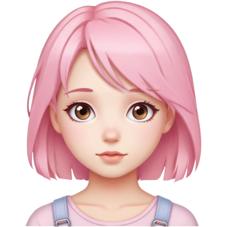 cute soft girl with blush and pastel pink hair emoji