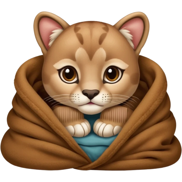 Cozy puma cougar cub in blanket emoji