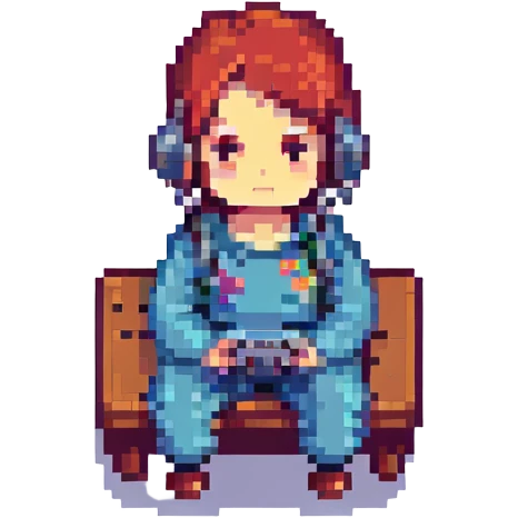 sad video gamer, pixel art style emoji