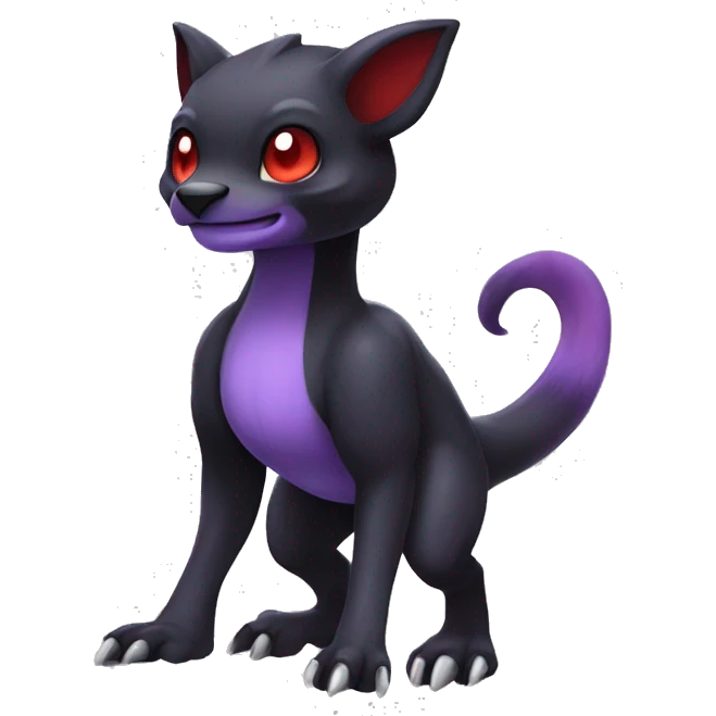 Cute cool dark black red purple animal hybrid Fakemon full body emoji