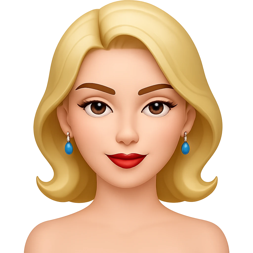 Change her facial expression to perfect, confident and flawless, in the same style as the reference image. emoji