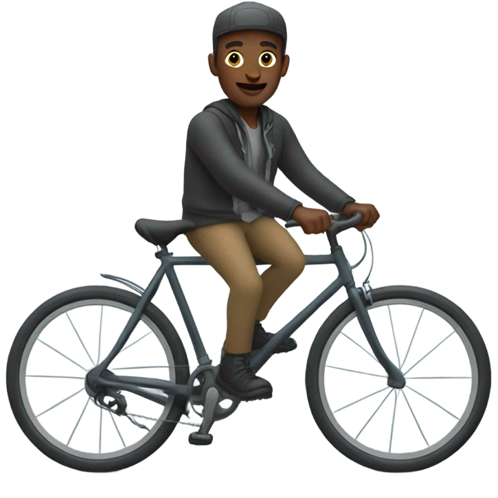 Black man riding bicycle on a misty day  emoji