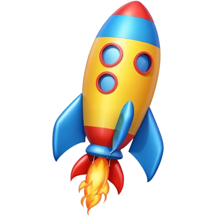 rocket shaped flying balloons emoji