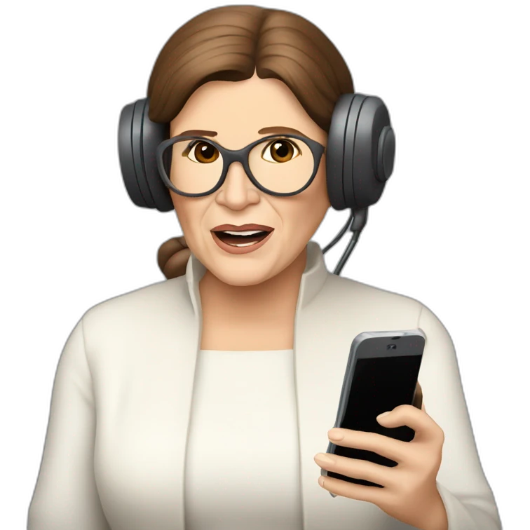carrie fisher speaking with a phone emoji