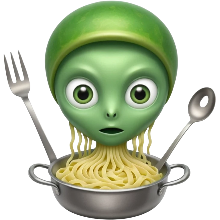 alien holding pasta emoji