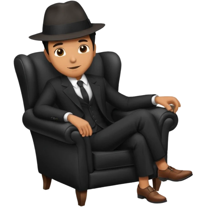 mafia in hat, armchair, black emoji