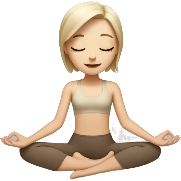 white girl doing yoga in beige tones  emoji