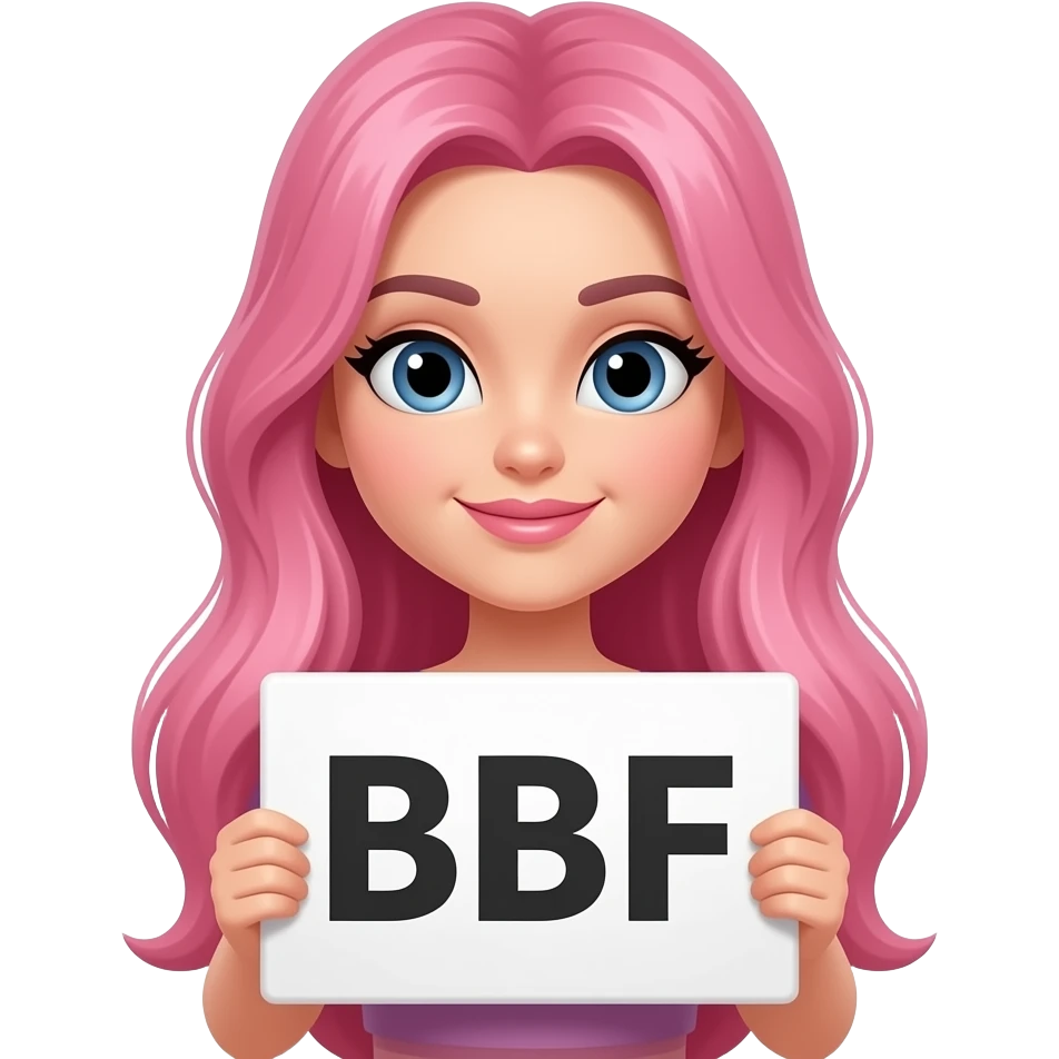 sexy girl with long pink hair holding a BBF sign emoji