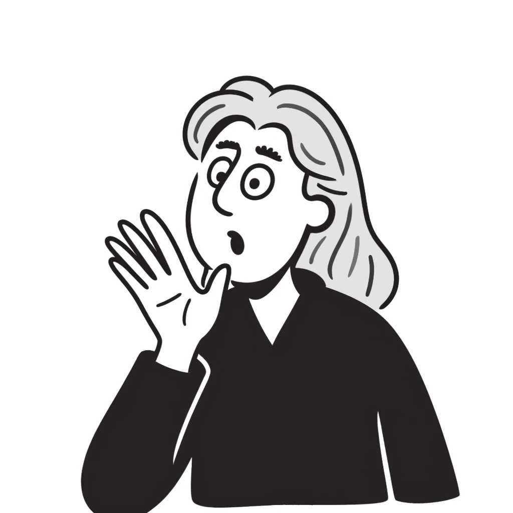old woman with semi blond hair with hand that close mouth emoji