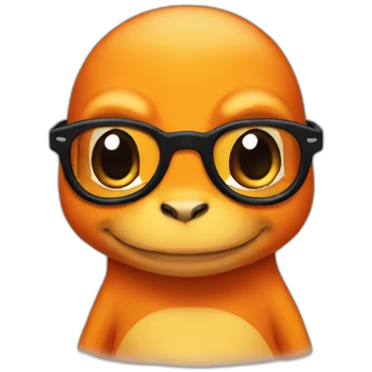 Charmander with black glasses emoji