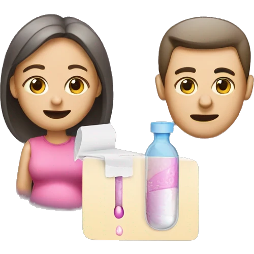 couple looking at pregnancy test emoji