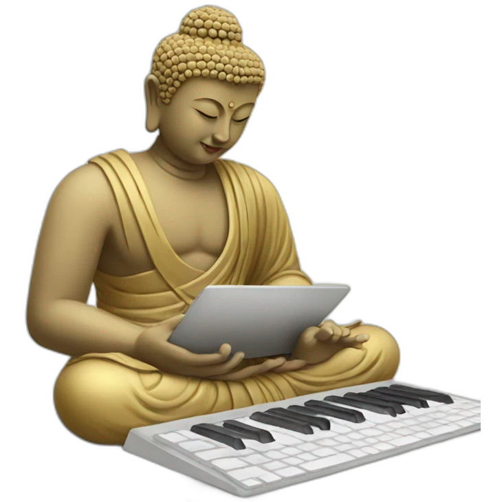 buddha typing on a keyboard emoji