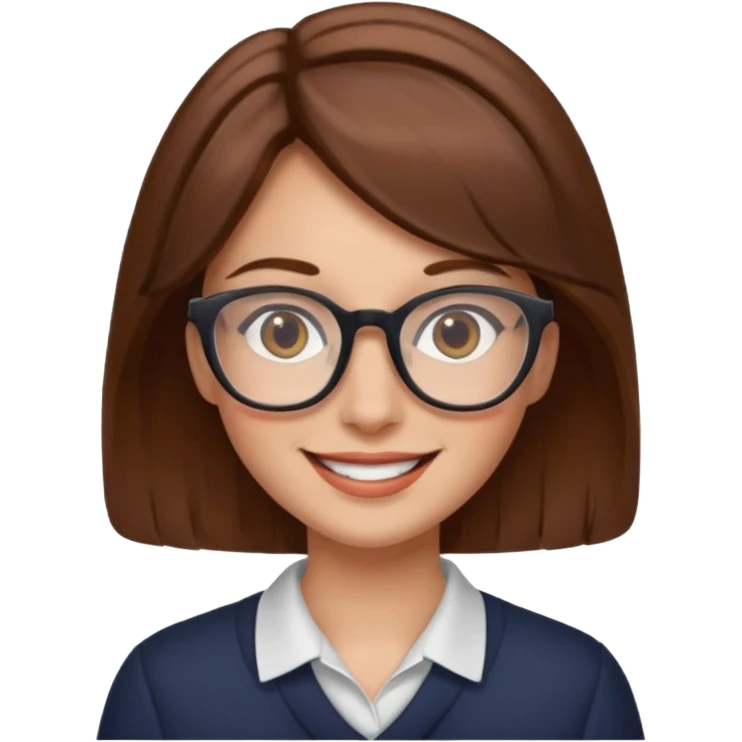 female brown hair glasses smiling emoji