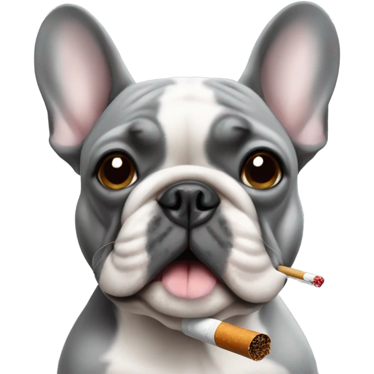 Gray French Bulldog smoking a cigarette emoji