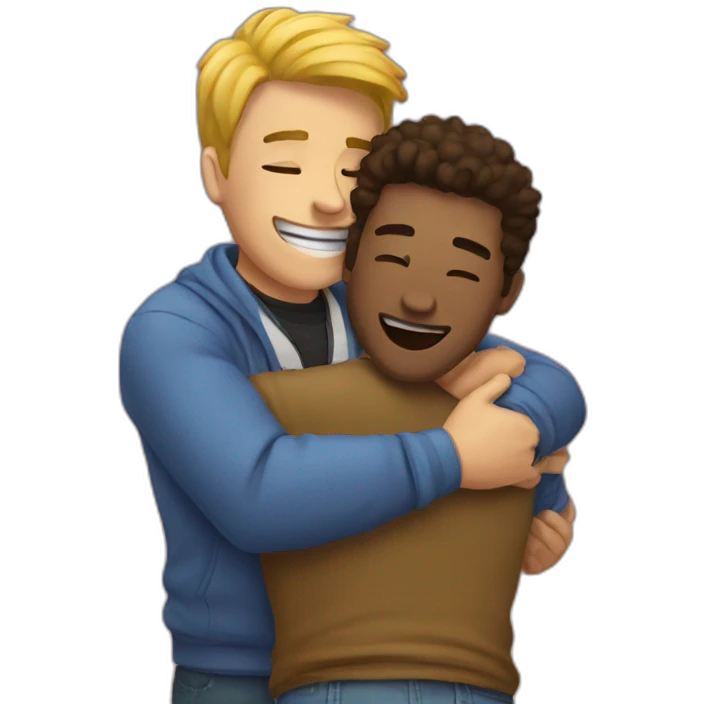 a guy hugging a guy emoji
