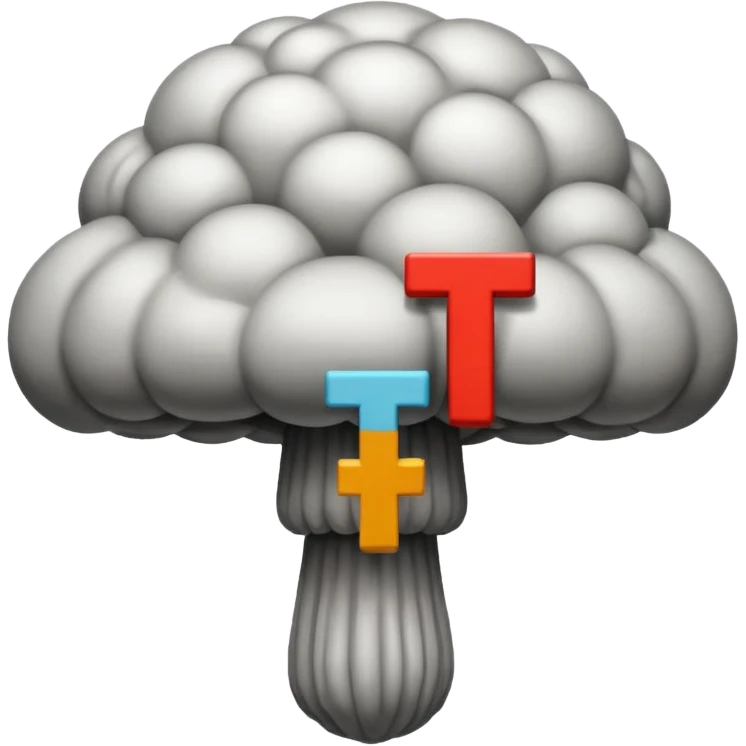 atomic bomb mushroom cloud in the shape of the letter T emoji