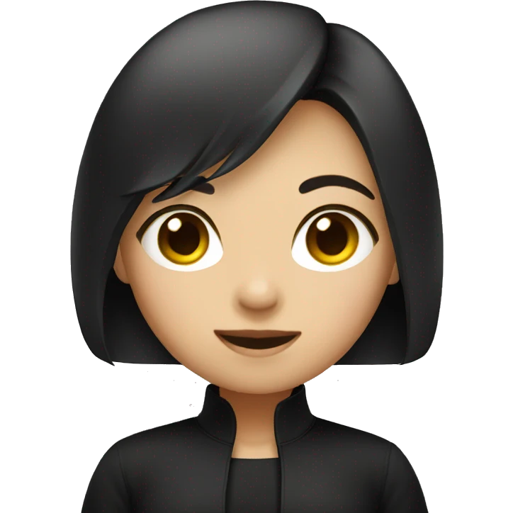 asian girl wearing black clothes  emoji