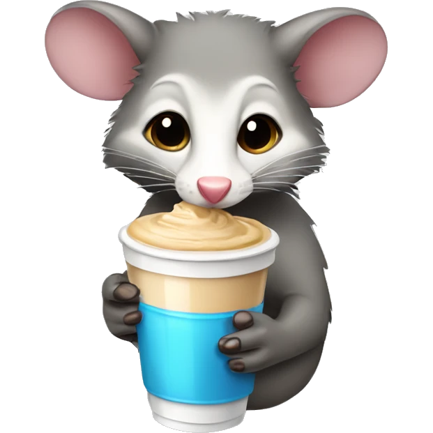 Possum with iced coffee emoji