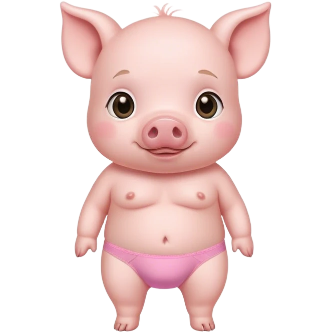 Сute baby pig, large chest, in small pink underwear   emoji