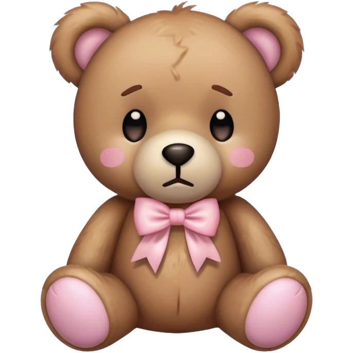 teddy bear with light pink bow sad emoji