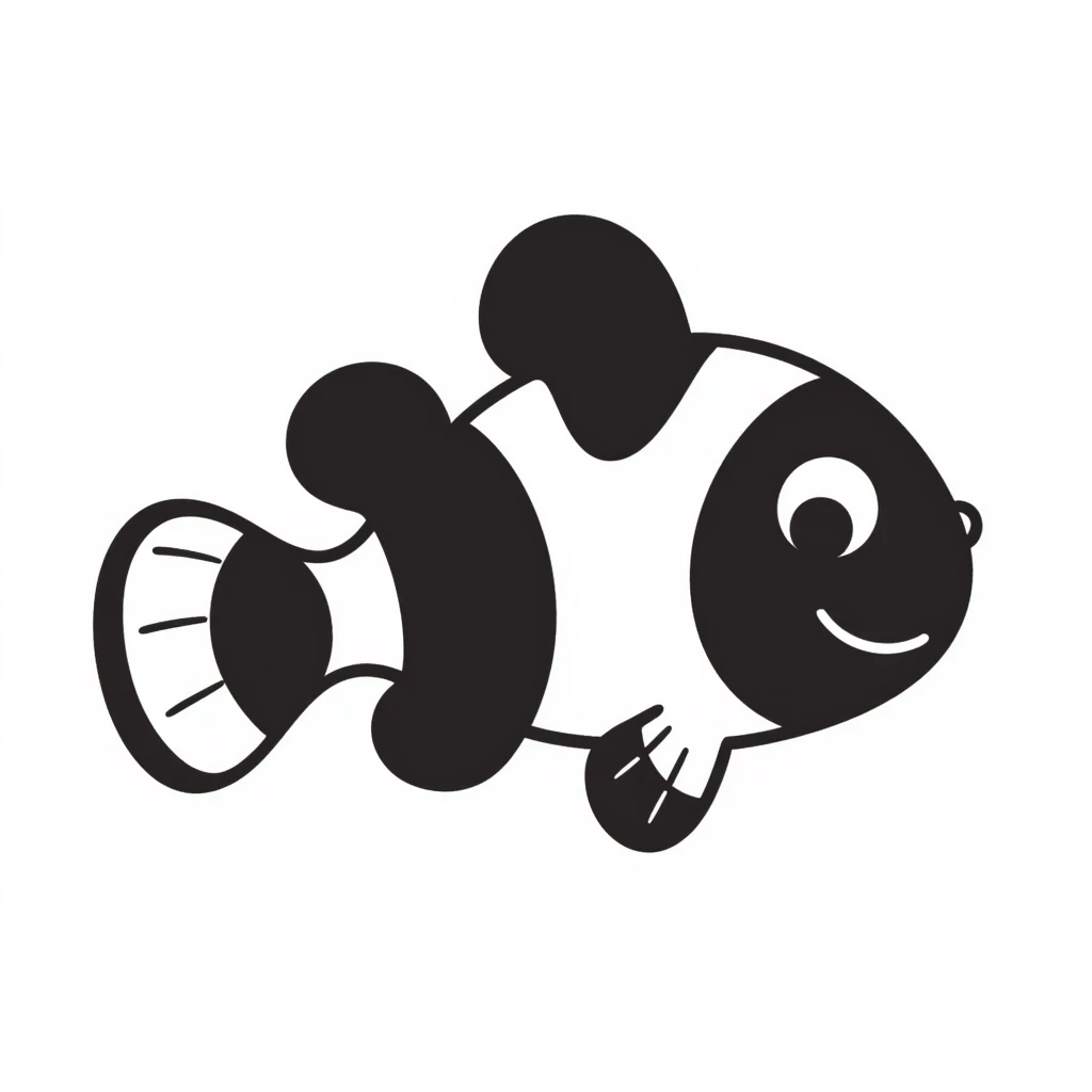 A hand-drawn cute clown fish with stripes emoji