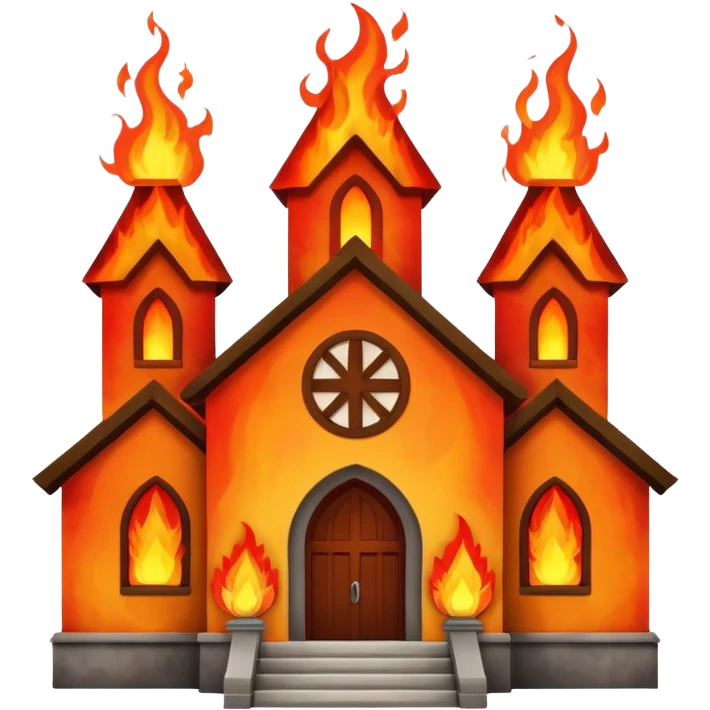 A church which is one fire ans its glowing emoji