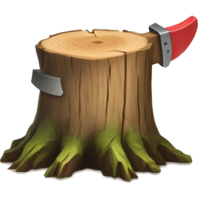 Tree stump with an axe cleaved in  it  emoji