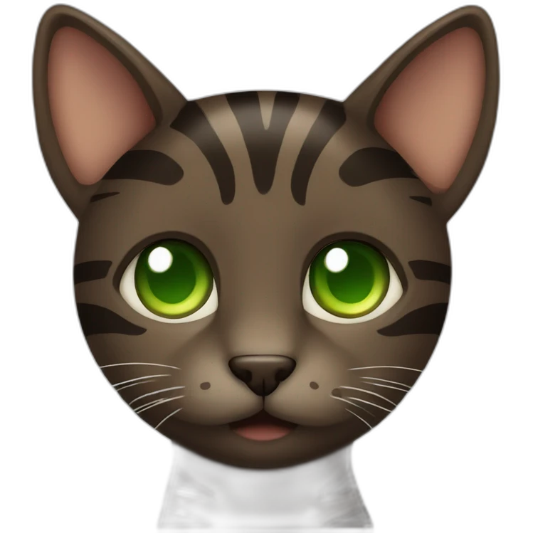 Dark Brown cat with darker stripes and Green eyes emoji