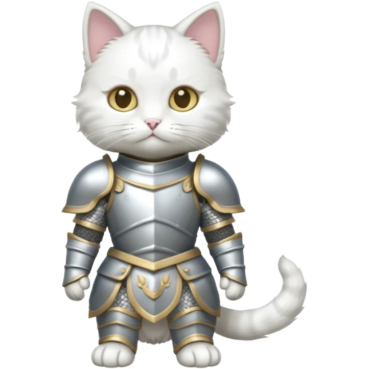 baby white cat in armor, full body emoji