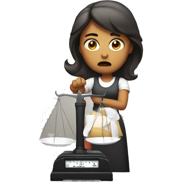 angry woman holding a scale emoji