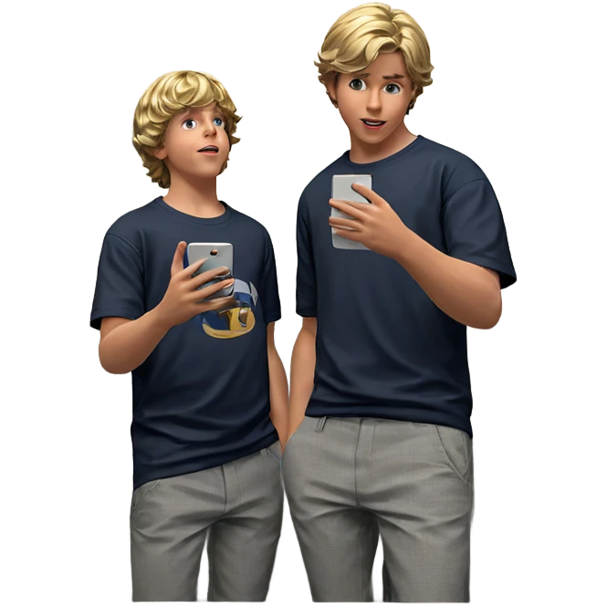 blonde boys in bathroom mirror emoji