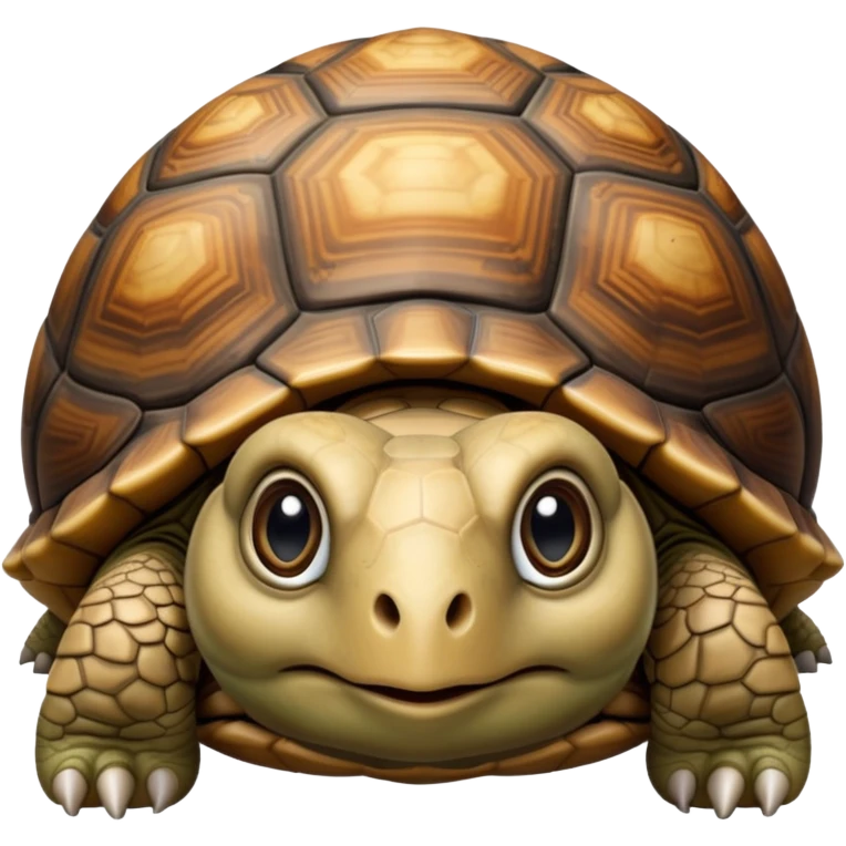 cinematic-tortoise-realistic--emoji,-sturdy-domed-shell-in-rich-earthy-tones,,-wrinkled-wise-face-peering-ahead-with-calm-determination,-cute large-eyes-reflecting-centuries of wisdom, zoomed into its face emoji