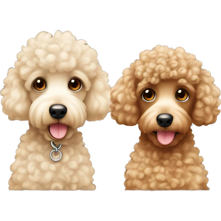 Two curly toy poodles one beige and one tan  emoji
