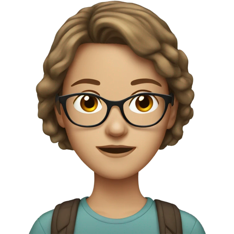 20 year old white girl with brown hair and glasses emoji