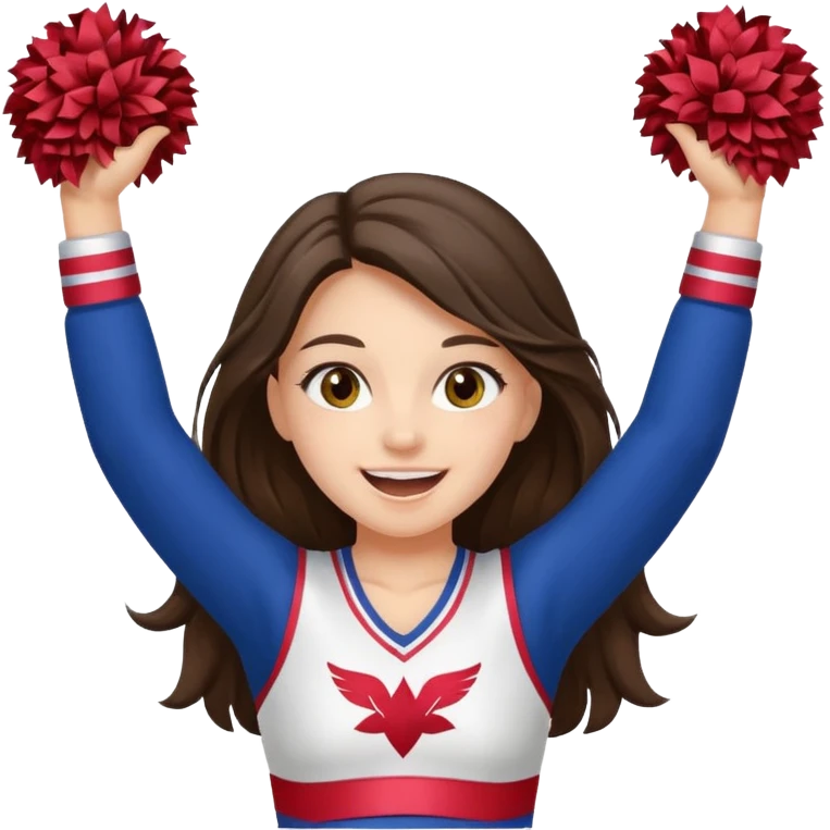 happy long haired brunette girl hazel eyes cheerleader cheering emoji