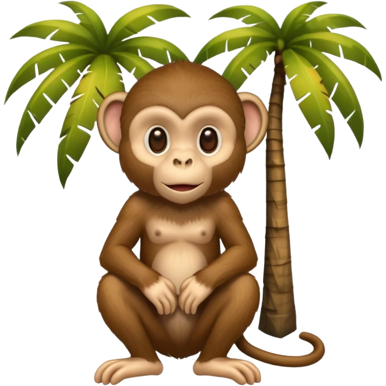 coconut tree with a monkey small emoji