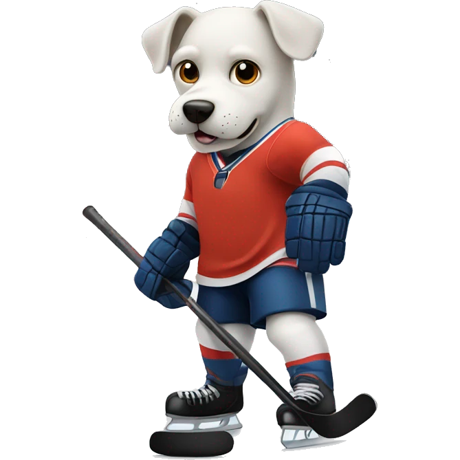 Hockey playing dog emoji