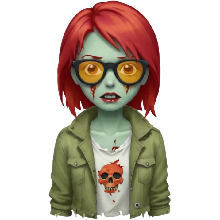 Zombie girl with red hair and sun glasses emoji