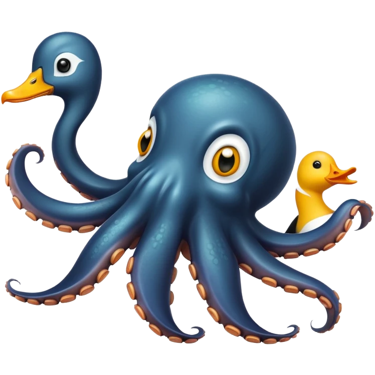 An octopus with penguin body and duck head emoji
