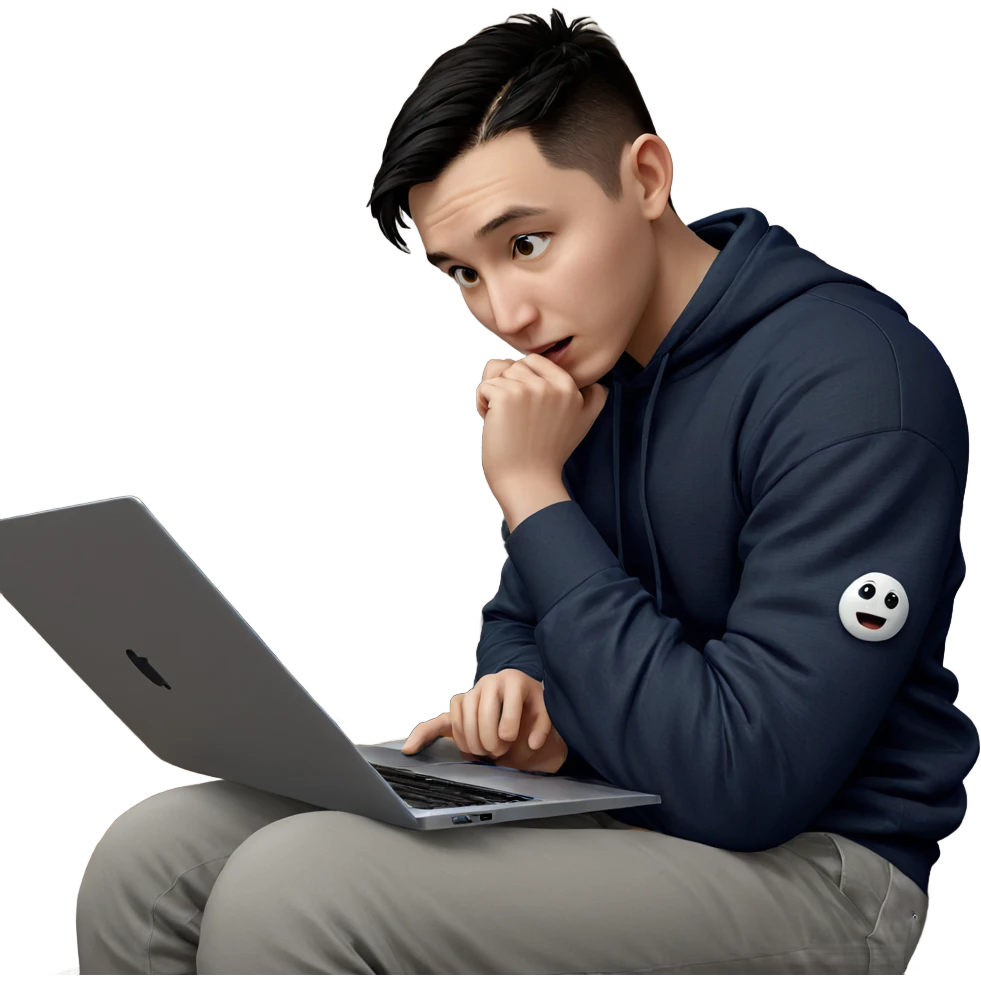 boy sitting with laptop indoors emoji